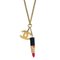Lipstick Chain Pendant Necklace with Rhinestone in Gold from Chanel 1