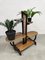 Vintage Wooden Wicker Plant Stand, 1950s, Image 2
