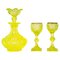 Bottle and Glasses in Yellow Cut Bohemian Crystal, Set of 3 1