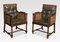 Oak Bergere Library Chairs, 1890s, Set of 2 1