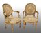 Napoleon III Armchairs in Gilded Wood with Aubusson Fabric, France, 19th Century, Set of 2 1