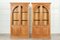 English Oak Arched Glazed Bookcase Cabinets, Set of 2 2
