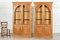 English Oak Arched Glazed Bookcase Cabinets, Set of 2 5