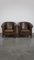 Large Dark Sheep Leather Club Chairs, Set of 2 2