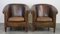 Large Dark Sheep Leather Club Chairs, Set of 2 1