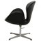 Vintage Height Adjustable Swan Chair in Black Leather by Arne Jacobsen, 1960s 6