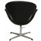 Sedia Swan vintage ad altezza regolabile in pelle nera di Arne Jacobsen, anni '60, Immagine 4