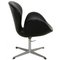 Sedia Swan vintage ad altezza regolabile in pelle nera di Arne Jacobsen, anni '60, Immagine 3