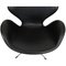 Sedia Swan vintage ad altezza regolabile in pelle nera di Arne Jacobsen, anni '60, Immagine 9