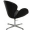 Höhenverstellbarer Vintage Swan Chair aus schwarzem Leder von Arne Jacobsen, 1960er 5
