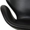 Sedia Swan vintage ad altezza regolabile in pelle nera di Arne Jacobsen, anni '60, Immagine 8