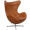 Egg Chair aus Nussholz Grace Leder von Arne Jacobsen 6