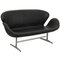 Swan Sofa aus schwarzem Grace Leder von Arne Jacobsen 3