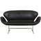 Swan Sofa in Black Grace Leather by Arne Jacobsen 1