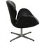 Swan Chair in Black Leather by Arne Jacobsen, 1980s 2