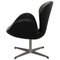 Sedia Swan in pelle nera di Arne Jacobsen, anni '80, Immagine 14