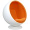 Weißer Ball Chair aus orangefarbenem Hallingdal Stoff von Eero Aarino, 2000er 2