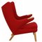 Papa Bear Chair in Red Hallingdal Fabric by Hans Wegner, 1980s, Image 2