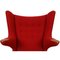 Papa Bear Chair in Red Hallingdal Fabric by Hans Wegner, 1980s, Image 5