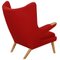 Papa Bear Chair in Red Hallingdal Fabric by Hans Wegner, 1980s, Image 4