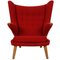 Papa Bear Chair in Red Hallingdal Fabric by Hans Wegner, 1980s, Image 1