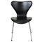 Sieben Stühle aus schwarzem Leder von Arne Jacobsen, 1990er, 6er Set 6