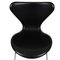 Sedie Seven in pelle nera di Arne Jacobsen, anni '90, set di 6, Immagine 13