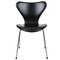 Sedie Seven in pelle nera di Arne Jacobsen, anni '90, set di 6, Immagine 3