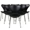 Sieben Stühle aus schwarzem Leder von Arne Jacobsen, 1990er, 6er Set 1