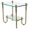 Hollywood Regency Style Gold Plated Brass and Glass Side Table, 1970s 1