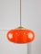 Lámpara colgante italiana Mid-Century moderna de latón y vidrio naranja, años 60, Imagen 7