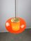 Lámpara colgante italiana Mid-Century moderna de latón y vidrio naranja, años 60, Imagen 5