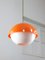 Lámpara colgante italiana era espacial de vidrio acrílico naranja, años 70, Imagen 16