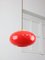 Moderne italienische Mid-Century Hängelampe aus Messing & rotem Glas, 1960er 2