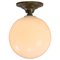 Vintage Brass and Opaline Glass Ceiling Lamp 2