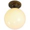 Vintage Brass and Opaline Glass Ceiling Lamp 4