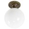 Vintage Deckenlampe aus Messing & Opalglas 3