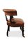 Tan Leather & Mahogany Button Back Library Chair on Porcelain Castors 5