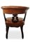 Tan Leather & Mahogany Button Back Library Chair on Porcelain Castors 4