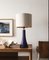 Mid-Century Blue Glass Table Lamp from Hyllinge, 1960s 1