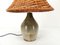 Lampe aus emailliertem Steingut mit Rattanschirm 2