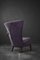 Mid-Century Scandinavian Modern Oak & Purple Fabric High Back Wing Chair, 1950s 6