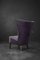 Mid-Century Scandinavian Modern Oak & Purple Fabric High Back Wing Chair, 1950s 9