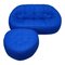 Blue Ottoman Two Seater Sofa Settee with Footstool from Ligne Roset, Set of 2 3