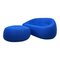 Blue Ottoman Two Seater Sofa Settee with Footstool from Ligne Roset, Set of 2 1