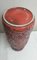 Vintage German Ceramic Vase with Blue Relief Decoration on Red Background from Bay-Keramik, 1970s 3