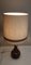 Lampada da tavolo vintage con base in ceramica marrone e paralume in tessuto beige originale, Germania, anni '70, Immagine 3