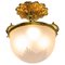 Mid-Century French Lustre Frozen Glass & Brass Ceiling Pendant, 1960s 1
