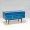 Mid-Century Modern Chest of Drawers in Blue Gloss with Brass Trim, 1960s 4