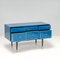 Mid-Century Modern Chest of Drawers in Blue Gloss with Brass Trim, 1960s 3